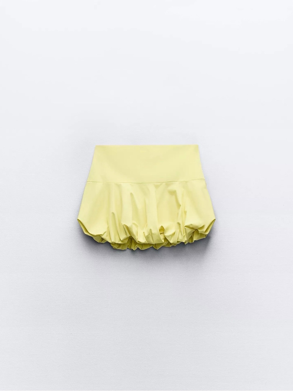 Zara Pale Yellow Bubble-Hem Mini Skirt